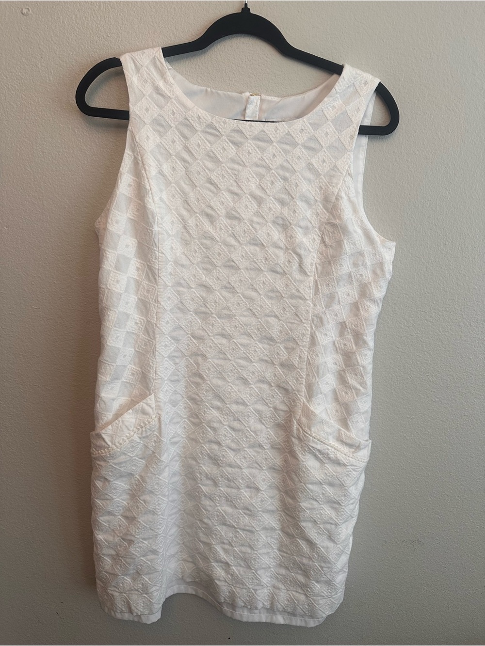 Southern Tide White Textured Sleeveless Shift Dress